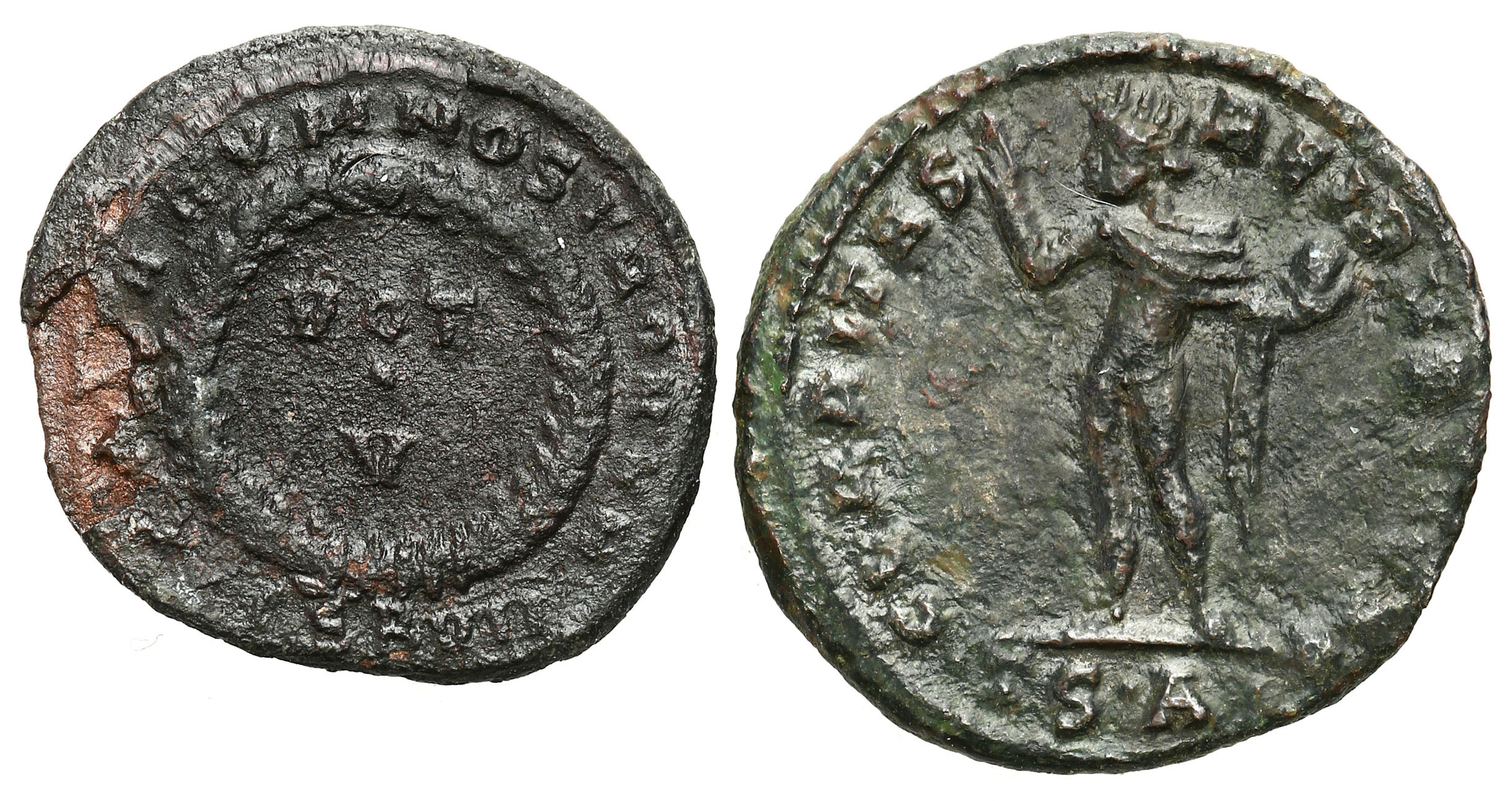 Cesarstwo Rzymskie, Lot 2 sztuk AE3 Konstantyn II 337–340 n.e., Tesaloniki